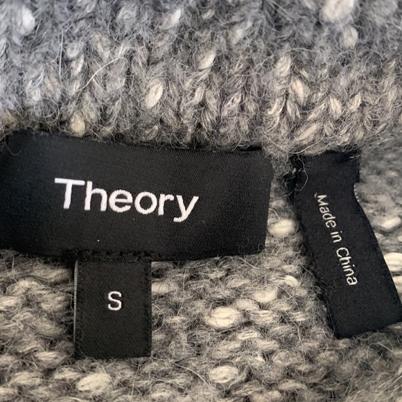 Theory Tweed Alpaca Soft Speckled Crewneck Sweater Heather Grey Sz S - Picture 4 of 7
